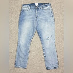 FRAME Le High Straight Leg Light Blu Jean Distressed Size 29 Like New Condition